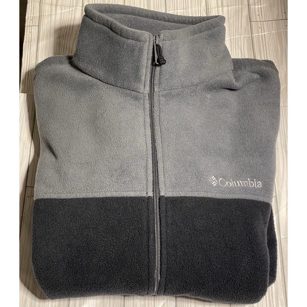 Columbia Mountain Grant‎ Fleece Full Zip Gray Black Coat Men's Jacket Size XL